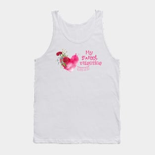 Sweet Valentine's Heart with Flowers Tank Top